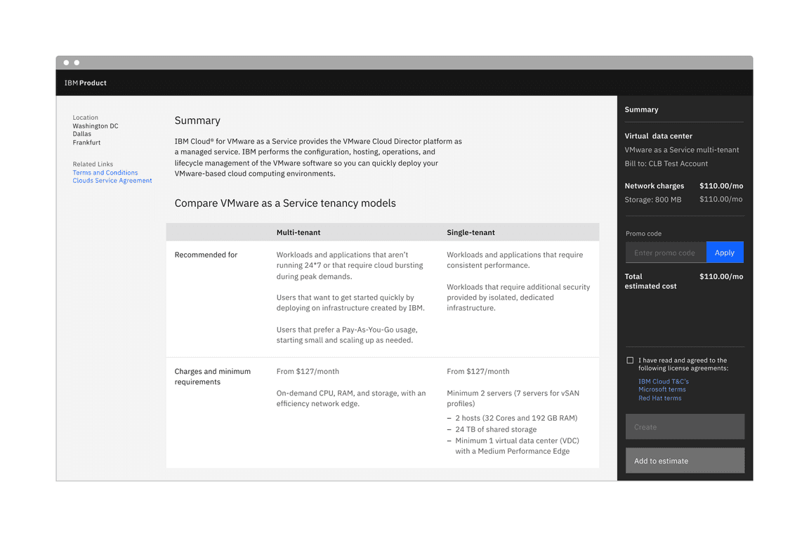 Example of the default structured list in a UI